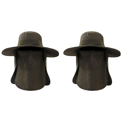 2PCS Outdoor Fisherman Hat Men Women Sun Protection Fishing Cap Bucket Hat - Navy