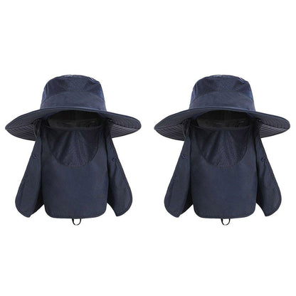 2PCS Outdoor Fisherman Hat Men Women Sun Protection Fishing Cap Bucket Hat - Pink