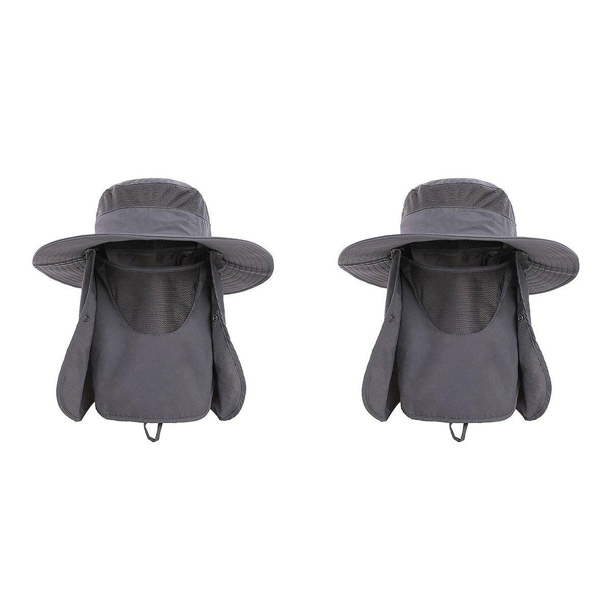 2PCS Outdoor Fisherman Hat Men Women Sun Protection Fishing Cap Bucket Hat - Pink