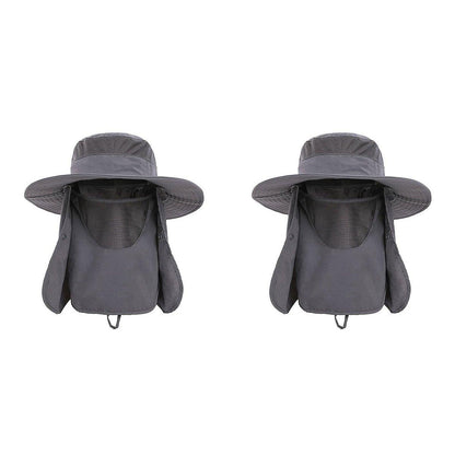 2PCS Outdoor Fisherman Hat Men Women Sun Protection Fishing Cap Bucket Hat - Pink