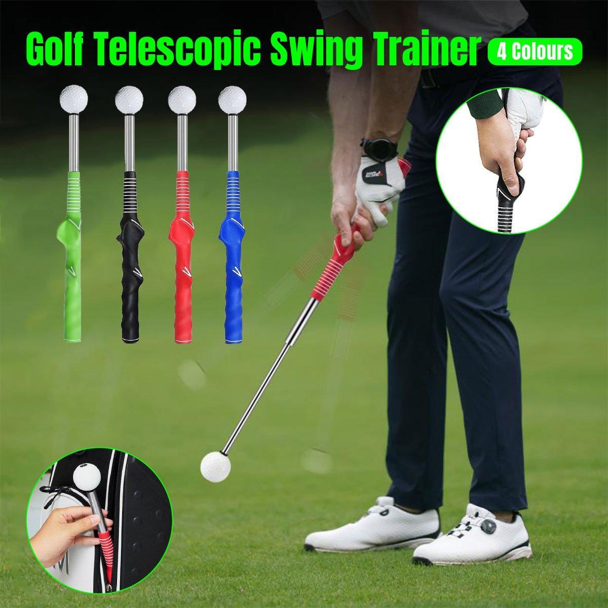 Golf Swing Training Aid Telescopic Impact Sound Stick Exercise Tool for Practice - Red