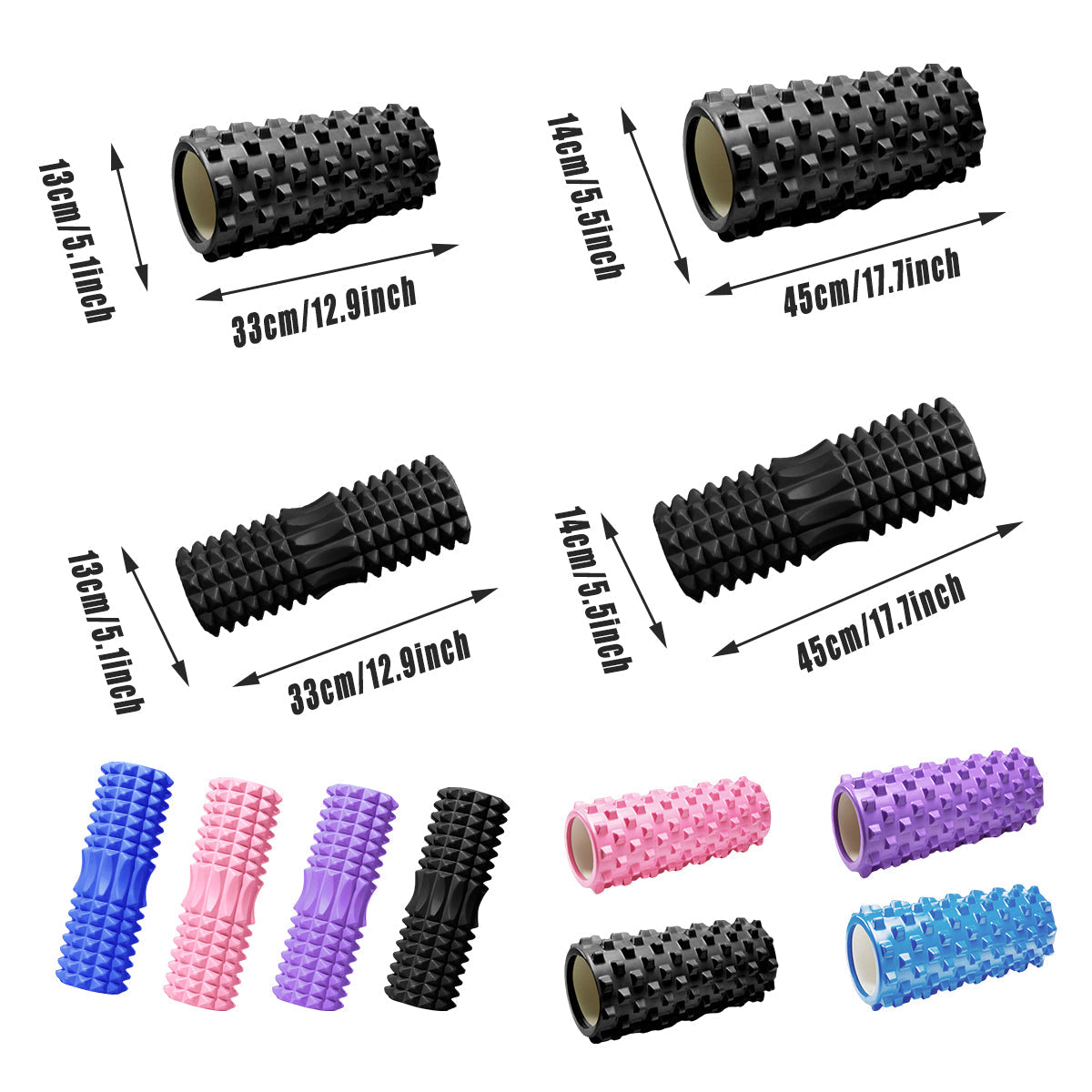 Foam Roller Yoga Massage Stick for Fitness - Blue-45cm