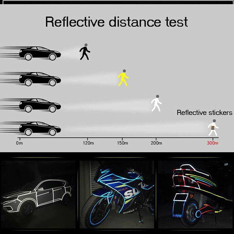 8m Reflective Tape for Bikes Cars Motorcycles Waterproof High Visibility Strip - Blue