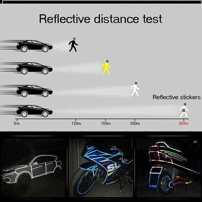 8m Reflective Tape for Bikes Cars Motorcycles Waterproof High Visibility Strip - Colourful