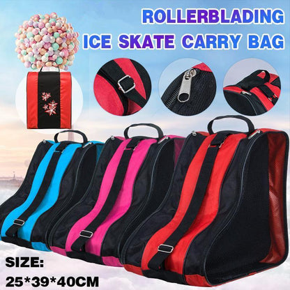 Rollerblading Ice Skate Carry Bag with Adjustable Shoulder Strap for All Ages - Blue