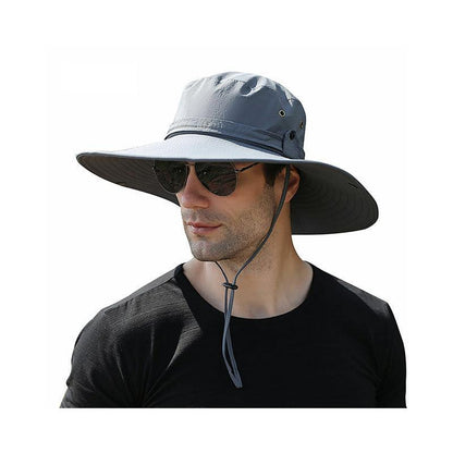 Outdoor Uv Protection Sun Hat Wide Brim Cap Quick-Drying Hat For Fishing Hiking - Coffee