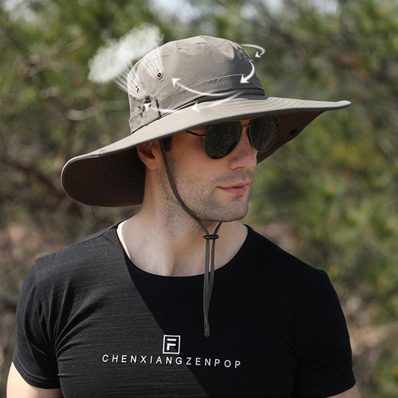 Outdoor Uv Protection Sun Hat Wide Brim Cap Quick-Drying Hat For Fishing Hiking - Green