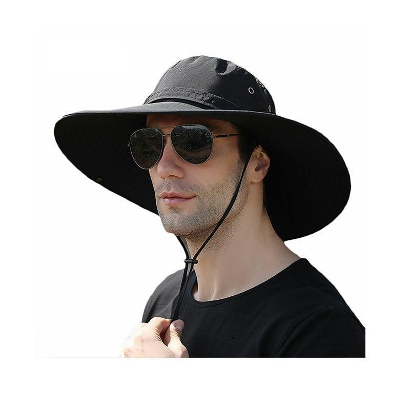 Outdoor Uv Protection Sun Hat Wide Brim Cap Quick-Drying Hat For Fishing Hiking - Navy