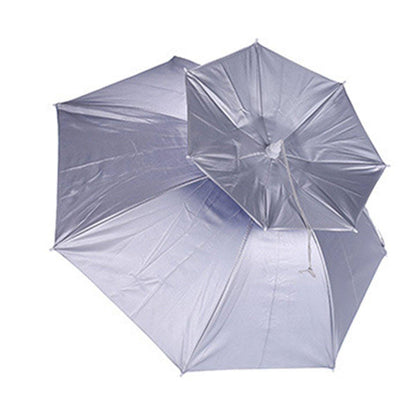 2-Layer Outdoor Foldable Sun Umbrella Hat Fishing Camping Headwear Cap Head Hat - Blue