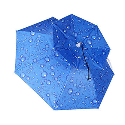 2-Layer Outdoor Foldable Sun Umbrella Hat Fishing Camping Headwear Cap Head Hat - Silver