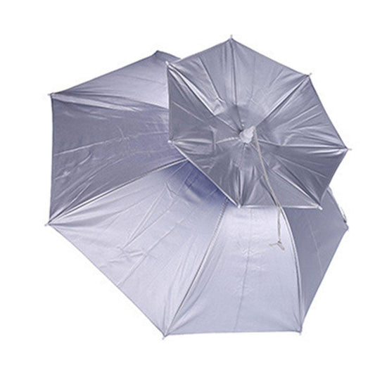 2-Layer Outdoor Foldable Sun Umbrella Hat Fishing Camping Headwear Cap Head Hat - Silver