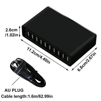 60W 10 Port USB Charger Multi Port AC Adapter Travel Wall Hub Charging Station