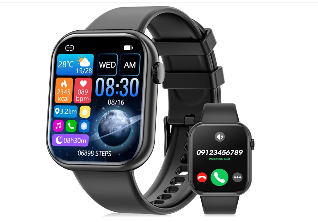 White Smart Watch  Bluetooth Screen with 2 straps