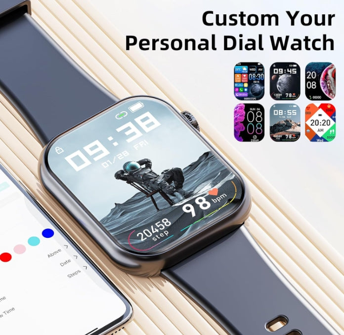 White Smart Watch  Bluetooth Screen with 2 straps