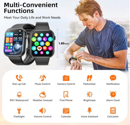 White Smart Watch  Bluetooth Screen with 2 straps