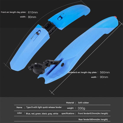 Blue Widened Bike Mudguards Quick Release 2632