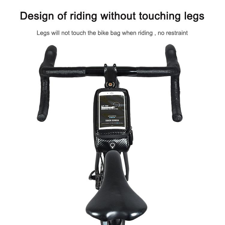 Waterproof Bike Handlebar Bag With Phone Holder - Carbon Fiber Black