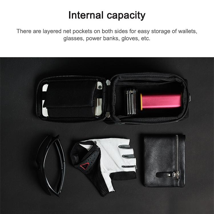 Waterproof Bike Handlebar Bag With Phone Holder - Carbon Fiber Black