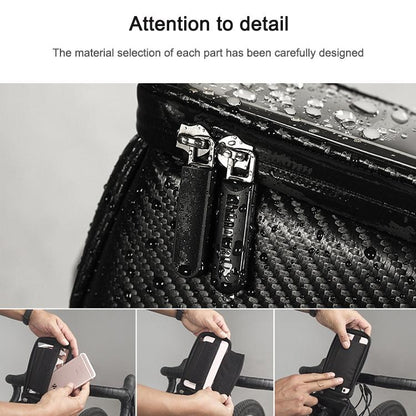 Waterproof Bike Handlebar Bag With Phone Holder - Carbon Fiber Black