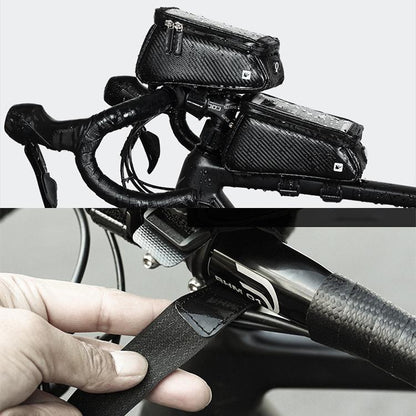 Waterproof Bike Handlebar Bag With Phone Holder - Carbon Fiber Black