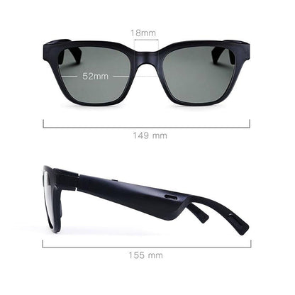 Waterproof Bluetooth Glasses Earphone - Mini Binaural Smart Call - Black Sunglasses