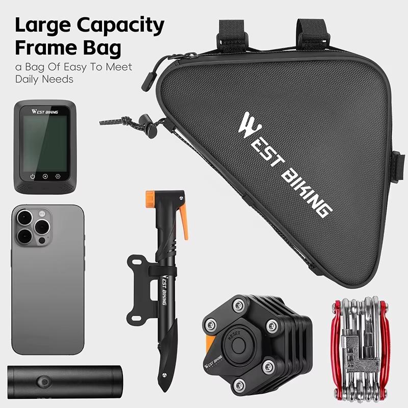 Black Bicycle Crossbar Triangle Bag For Cycling