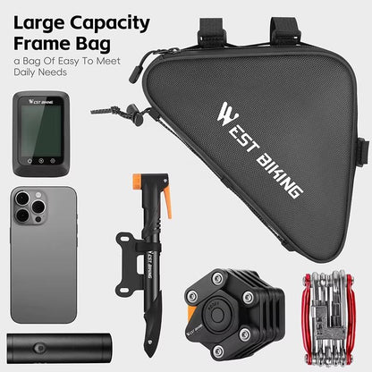 Black Bicycle Crossbar Triangle Bag For Cycling