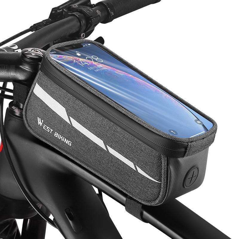 7 Mountain Bike Front Beam Phone Bag - Black Gray