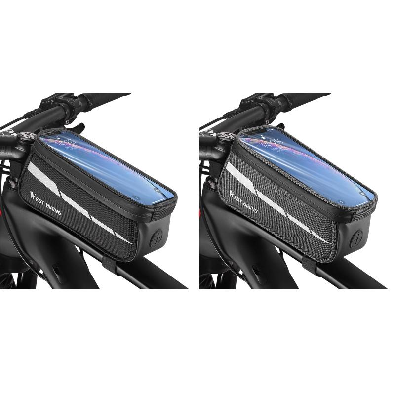 7 Mountain Bike Front Beam Phone Bag - Black Gray
