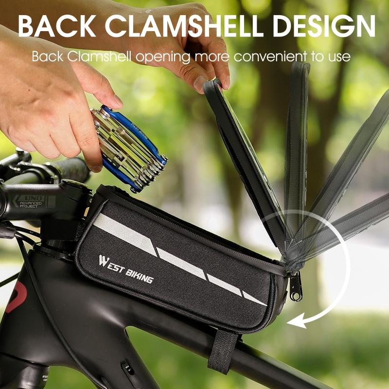 7 Mountain Bike Front Beam Phone Bag - Black Gray