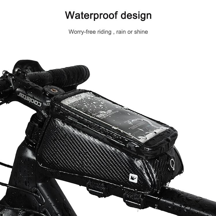 Waterproof Bike Handlebar Bag With Phone Holder - Matt Black