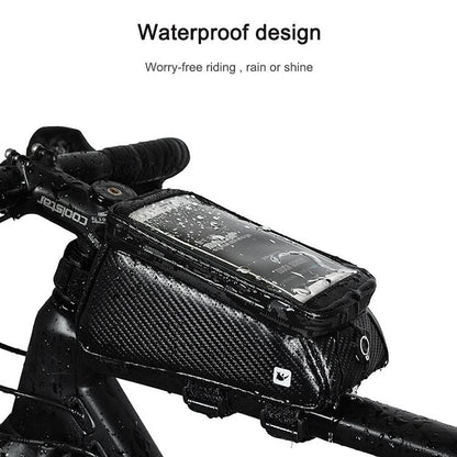 Waterproof Bike Handlebar Bag With Phone Holder - Matt Black