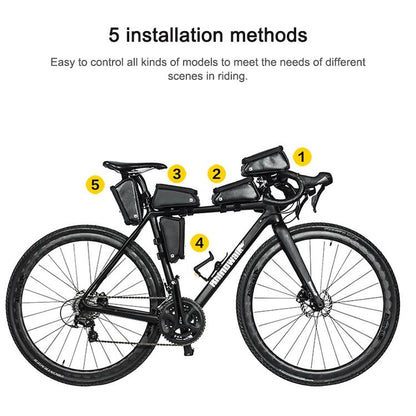 Waterproof Bike Handlebar Bag With Phone Holder - Matt Black