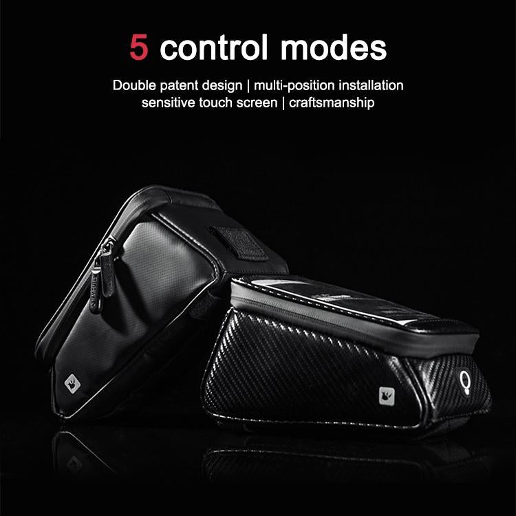 Waterproof Bike Handlebar Bag With Phone Holder - Matt Black