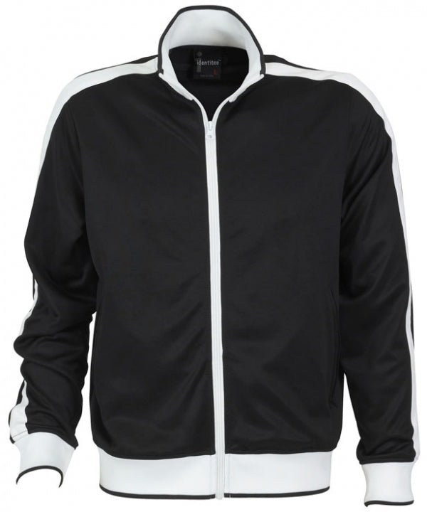 Identitee Mens Varsity Track Jacket Warm Winter Tracksuit Top Zip - Black/White - L