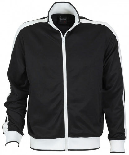 Identitee Mens Varsity Track Jacket Warm Winter Tracksuit Top Zip - Black/White - XL