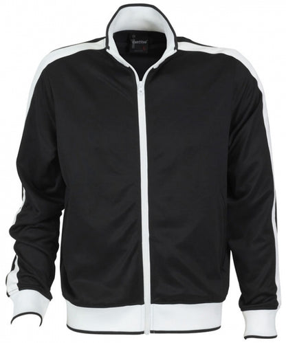 Identitee Mens Varsity Track Jacket Warm Winter Tracksuit Top Zip - Black/White - XL