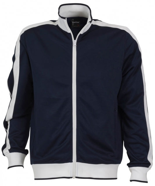 Identitee Mens Varsity Track Jacket Warm Winter Tracksuit Top Zip - Navy/White - L