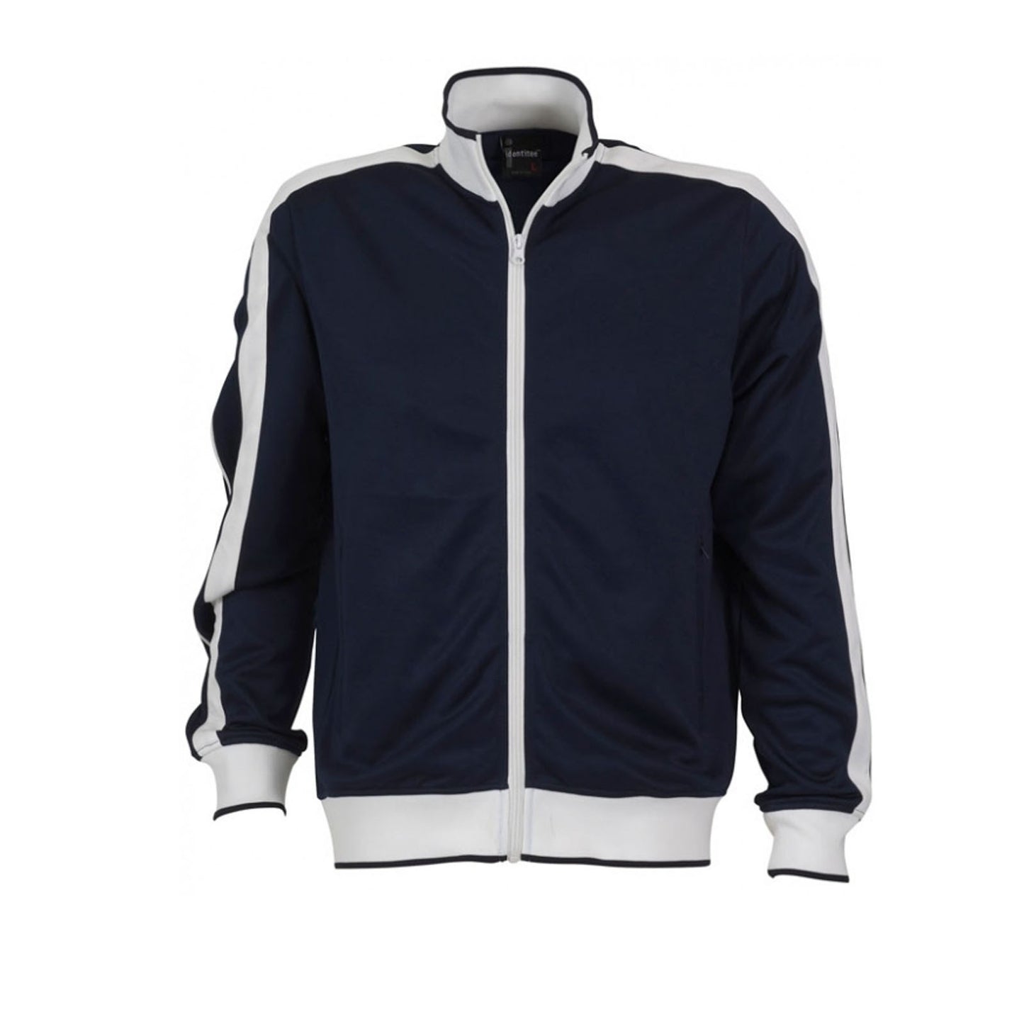 Identitee Mens Varsity Track Jacket Warm Winter Tracksuit Top Zip - Navy/White - XL