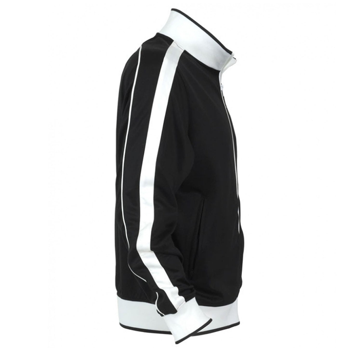 Track Top Jacket Full Zip Tracksuit Varsity Jumper Warm Winter - Black/White - S (6-8)