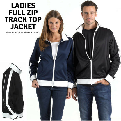 Track Top Jacket Full Zip Tracksuit Varsity Jumper Warm Winter - Black/White - XL (18-20)
