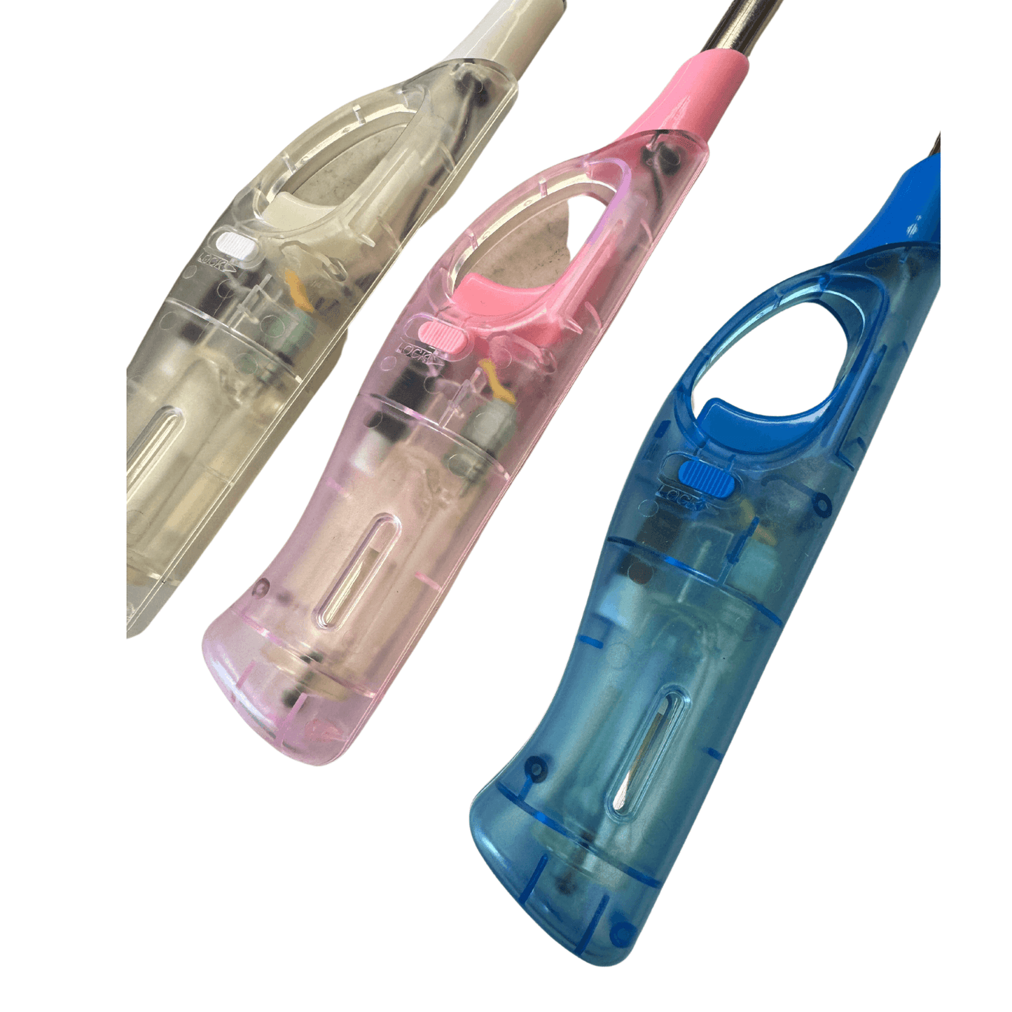 Best 1x Clear Long Gas Lighter for BBQ Kitchen Cigarette w Safety Lock - Assorted Colours | Buy Online at Furniture Thin