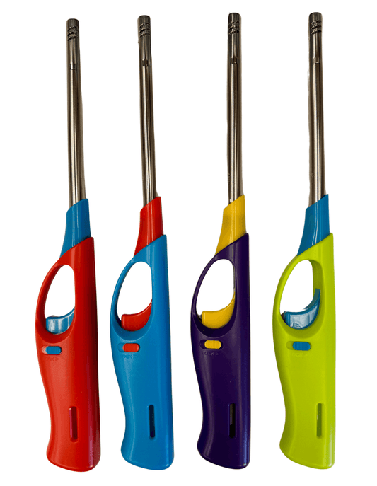 Best 4x Long Gas Lighter for BBQ Kitchen Cigarette w Safety Lock - Assorted Colours | Buy Online at Furniture Things Aus