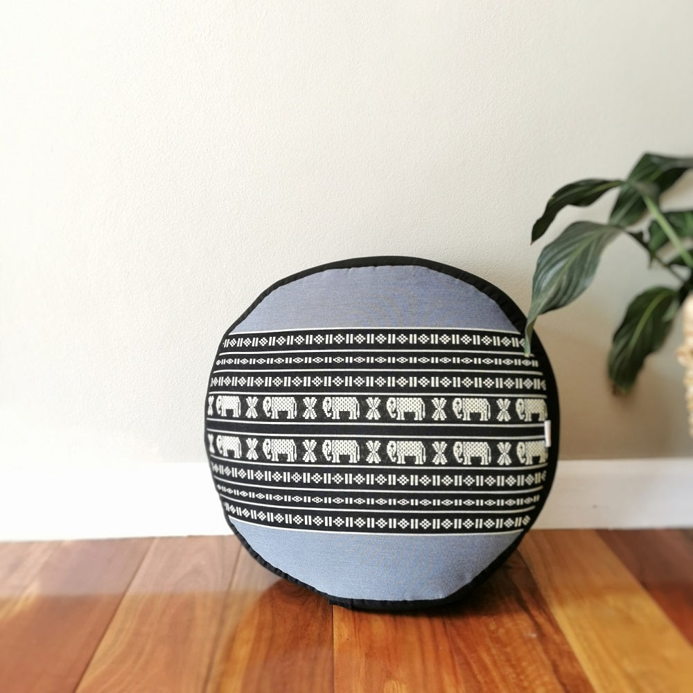 40cm Round Meditation Cushion Ottoman Pouf Blue