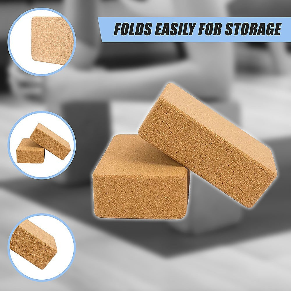 2 x Cork Yoga Block Prop Accessory for Exercise