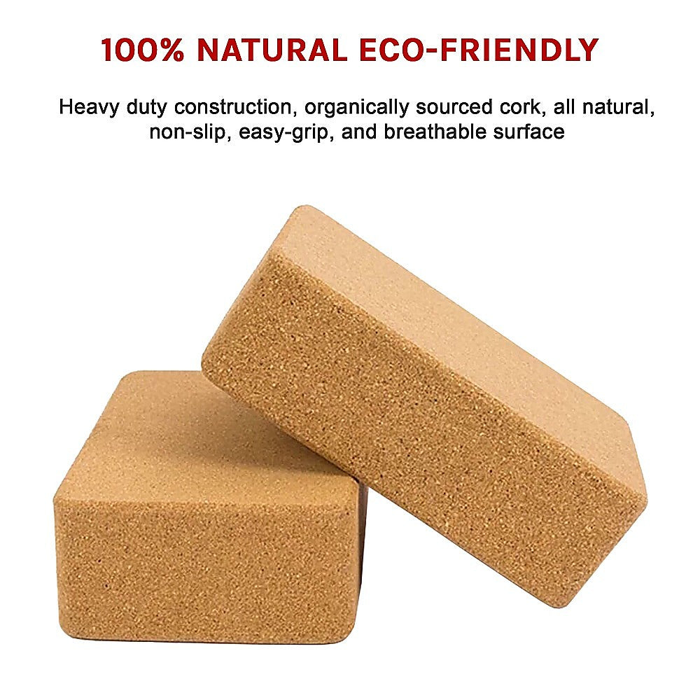 2 x Cork Yoga Block Prop Accessory for Exercise