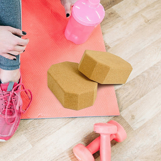 Natural Cork Octagon Yoga Blocks Brick Exercise (2 pcs)