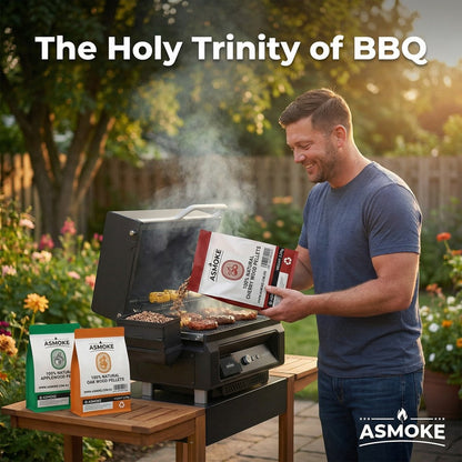 ASMOKE 4-Piece Premium Wood Pellet Variety Pack - Oak, Cherry & 2x Apple (4 x 2.27kg Bags)