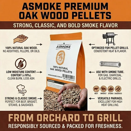 ASMOKE 100% Natural Oak Wood BBQ Pellets (2.27kg) - High Heat Hardwood for Brisket & Pizza Ovens