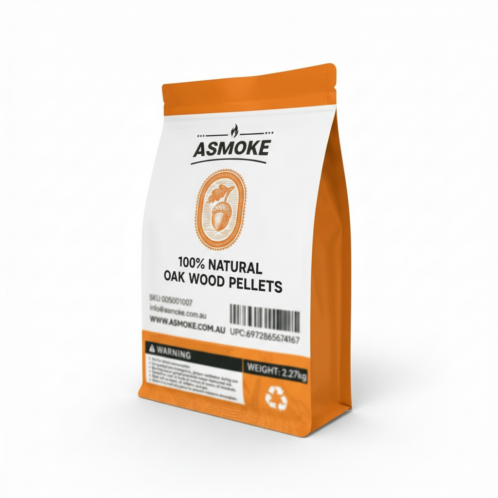 ASMOKE 100% Natural Oak Wood BBQ Pellets (2.27kg) - High Heat Hardwood ...